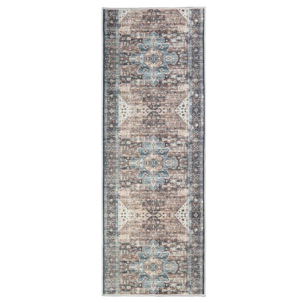 Custom Image Series Oriental Kerman Medallion Taupe-Multicolor 26 in. W x 564 in. L Stair Runner 101.98 sq. ft.