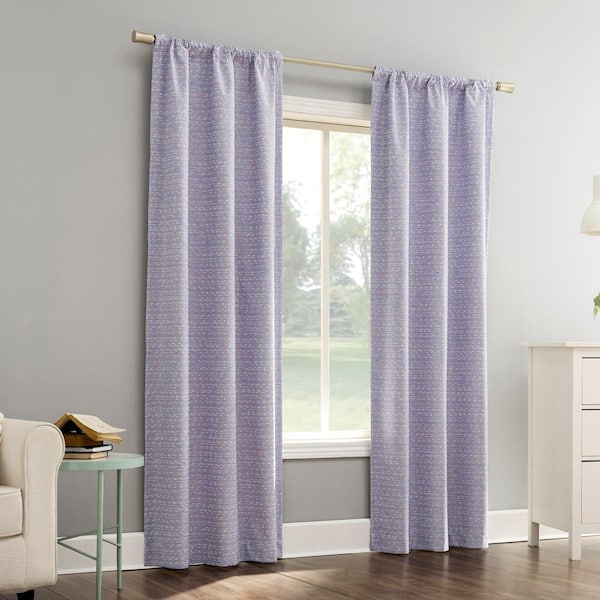 Sylo Lavender Polyester 40 in. W x 63 in. L Rod Pocket 100% Blackout Curtain (Single Panel)