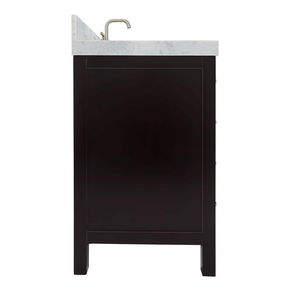 Espresso Wood Single Sink Bathroom Vanity with Carrara Marble Top