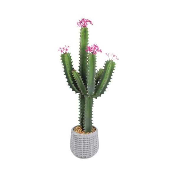 Unbranded 3 ft. Large Artificial Cactus with Black Pot, UV Resistant  Realistic Faux Plants Indoor, Lifelike Fake Tree Cactus Plant  PHK_349RJPDF_LHD