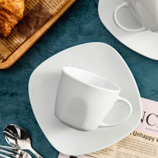 MALACASA Elisa 7.4 oz. White Porcelain Espresso/Cappuccino Cups and Saucer  Sets ELISA-6CPS - The Home Depot