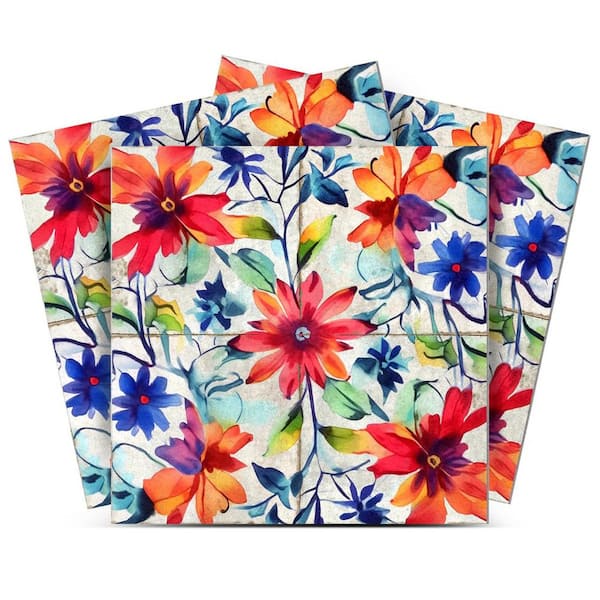 MI ALMA Blue, Red, Orange and Green F1 8 in. x 8 in. Vinyl Peel and Stick Tile (24 Tiles, 10.67 sq. ft. /1-Pack)
