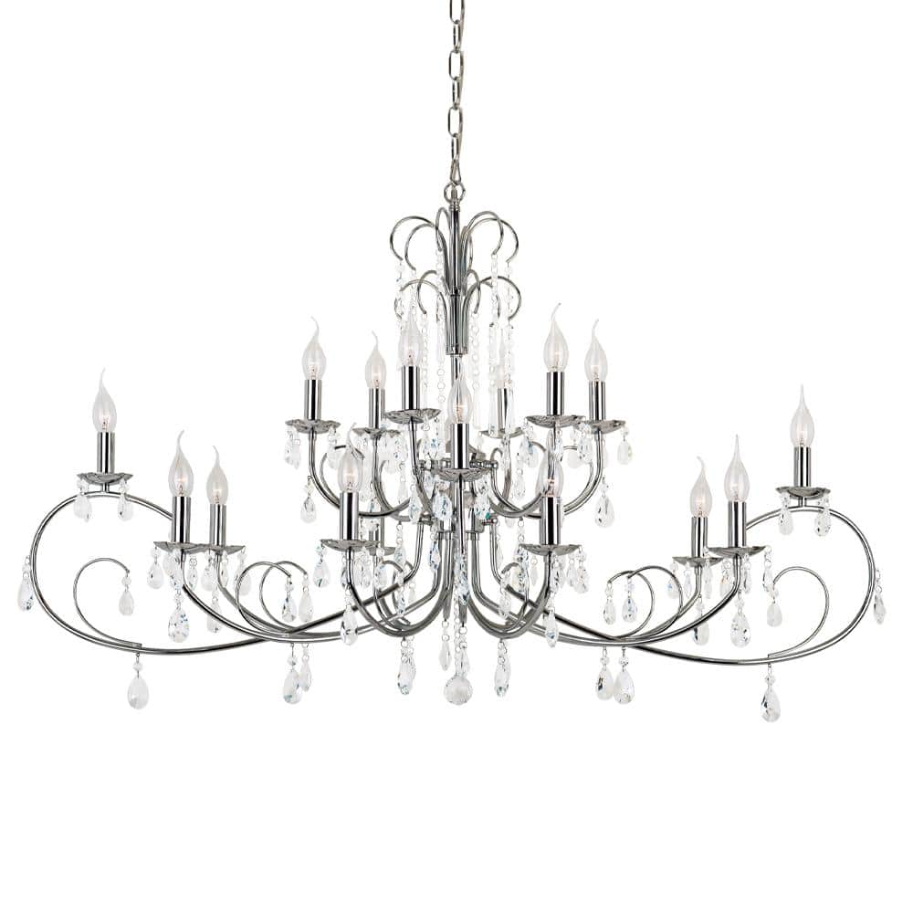 18-Light Polished Chrome Crystal Chandelier Light Fixture with Hanging Crystal Beads price history on PriceWatchPro