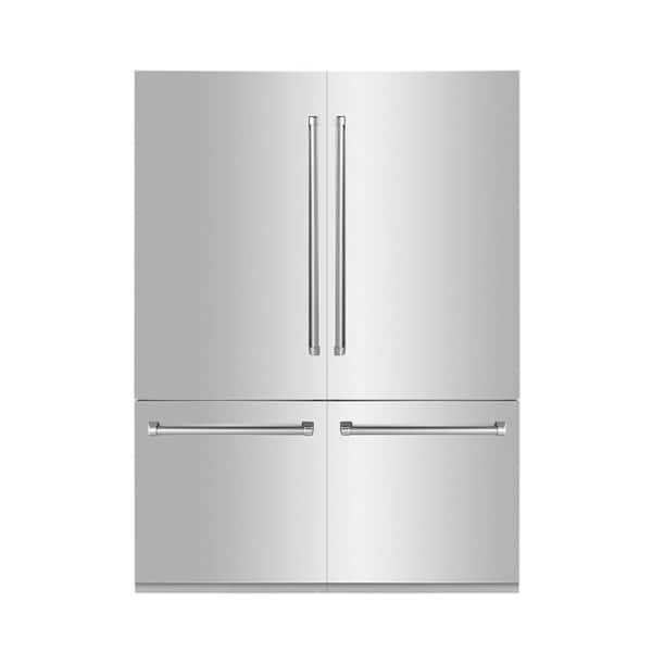 ZLINE Kitchen and Bath 60 in. 4-Door French Door Refrigerator with Internal Ice and Water Dispenser in Stainless Steel