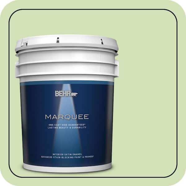 BEHR MARQUEE 5 gal. #MQ4-45 Spring Glow One-Coat Hide Satin Enamel Interior Paint & Primer