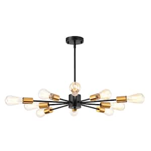 Verónica 10-Light Antique Black and Metallic Gold Sputnik Chandelier with No Bulbs Included