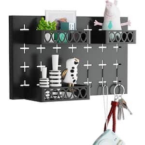 Metal Key Hooks with 3 Adjustable Baskets and Hooks, Pegboards for wall