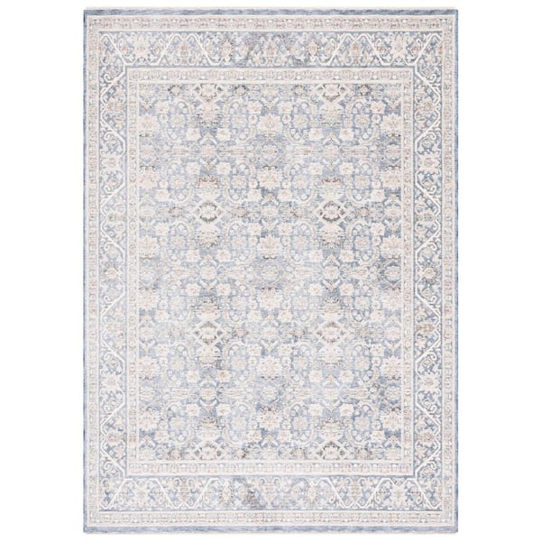 Princeton 9 ft. x 13 ft. Ivory/Blue Distressed Oriental Area Rug
