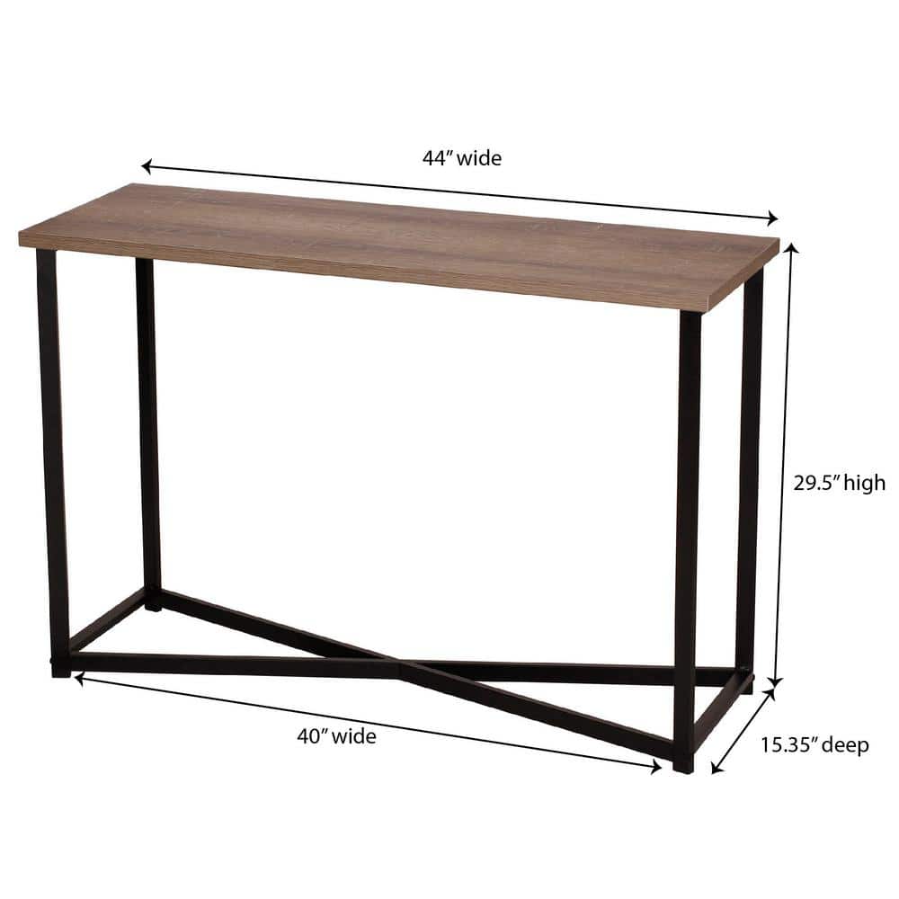 Ashwood and Metal 44" Narrow Console Table with Glass Accent
