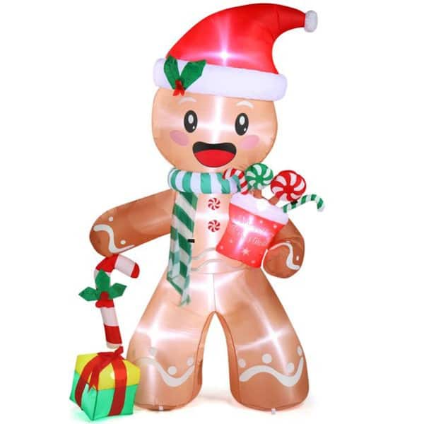 cenadinz 7.9 ft. x 2.6 ft. Pre-lit Gingerbread Man Christmas Inflatable with LED Lights
