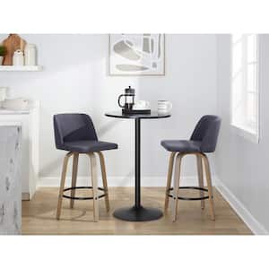 Toriano 25.5 in. Blue Fabric, Whitewashed Wood, and Black Metal Fixed-Height Counter Stool (Set of 2)