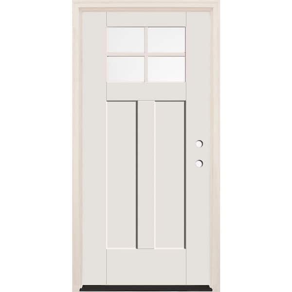 Builders Choice 36 in. x 80 in. Left-Hand Clear Glass Unfinished Fiberglass Prehung Front Door with 4-9/16 in. Frame and Bronze Hinges