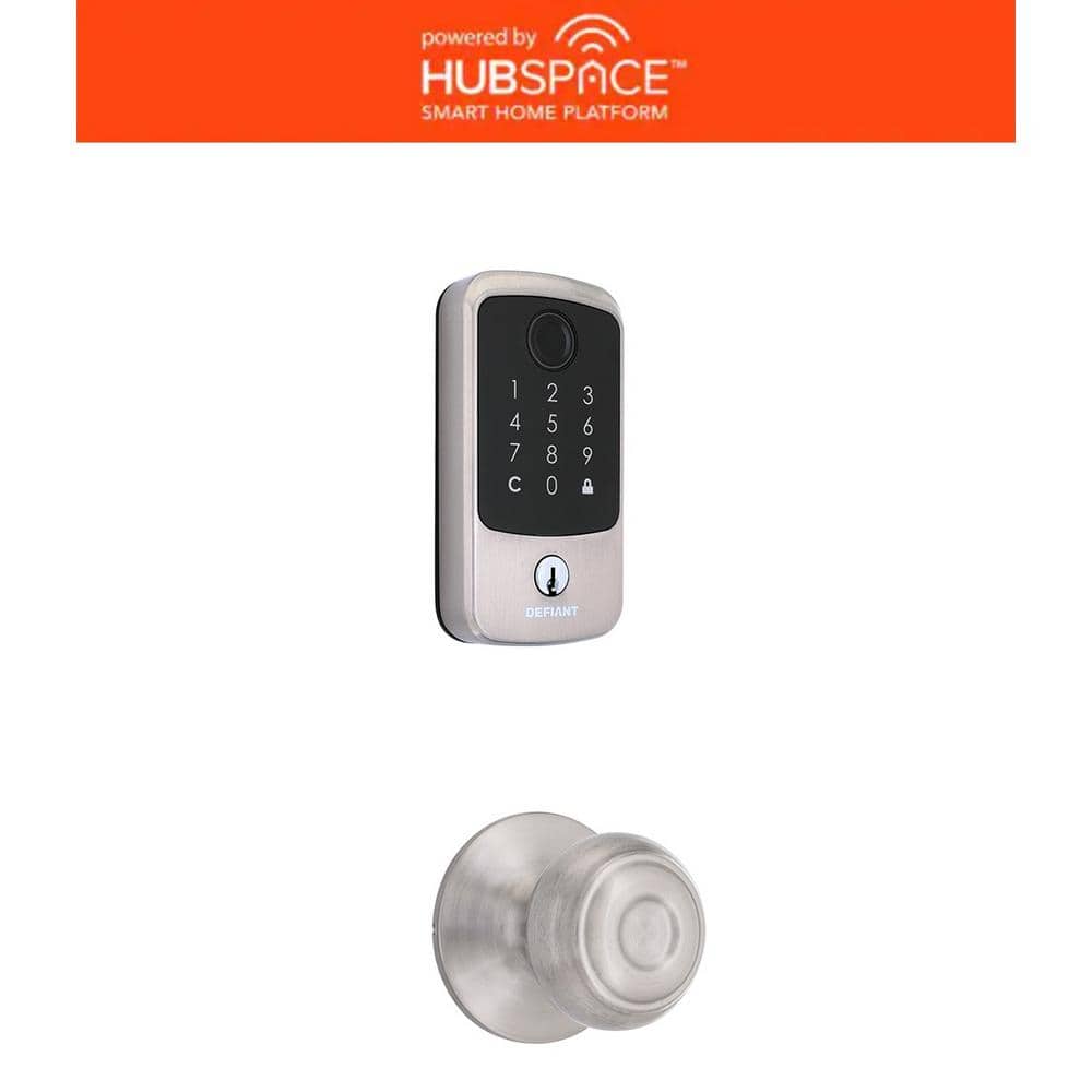 Hubspace Satin Nickel Square Fingerprint Deadbolt with Hartford Hall/Closet