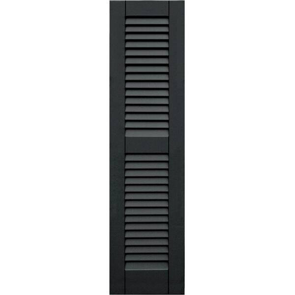 Winworks Wood Composite 12 in. x 47 in. Louvered Shutters Pair #632 Black