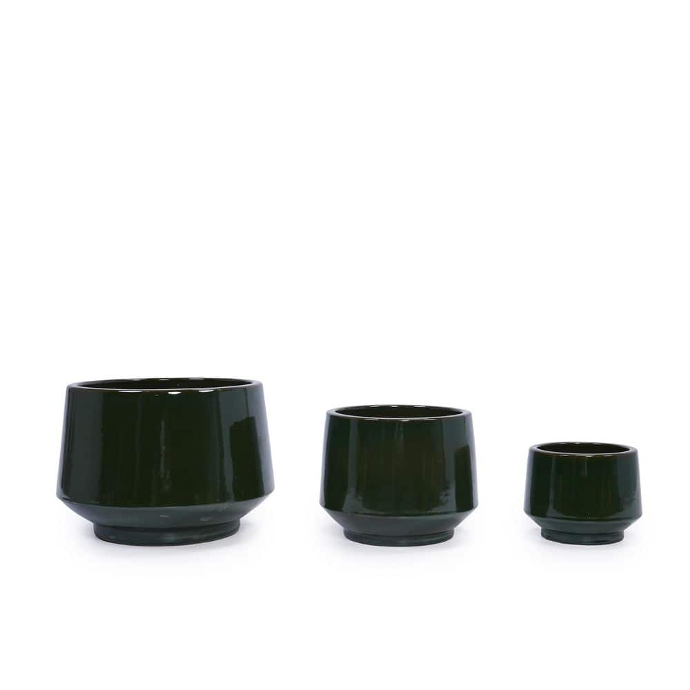 6 in. 8 in. and 11 in. Antique Green Garden Ceramic with Drainage