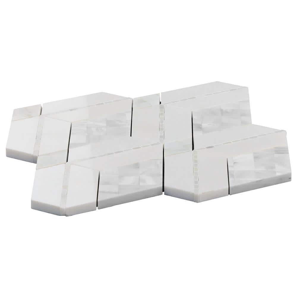 Spencer 10-inch White Polished Marble Mosaic Tile