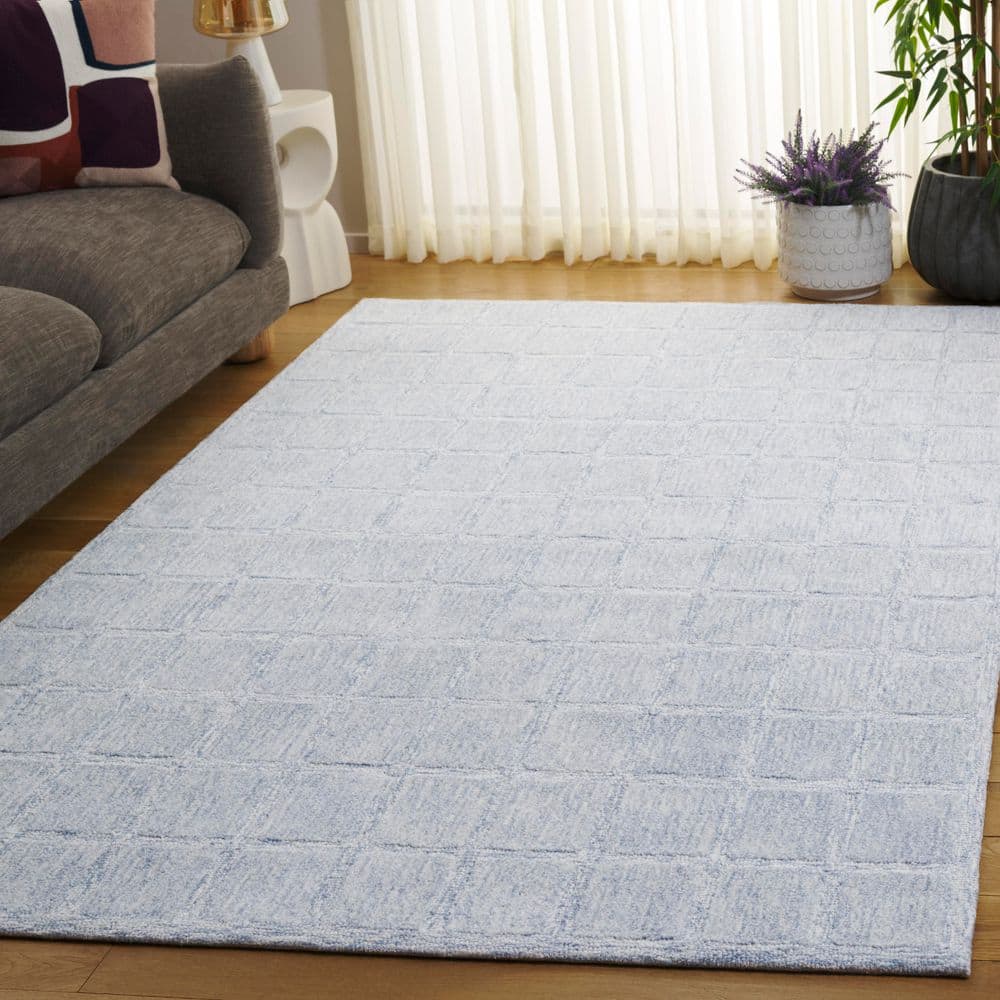 Genre 5 ft. x 8 ft. Light Blue/Beige Modern Minimalist Grid Area Rug price history on PriceWatchPro