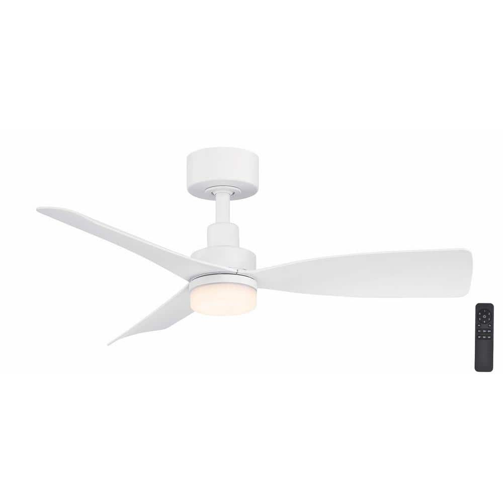 Hampton Bay Marlston 36 in. Integrated CCT LED Indoor/Outdoor Ceiling Fan Matte White with Matte White Blades and Remote Control