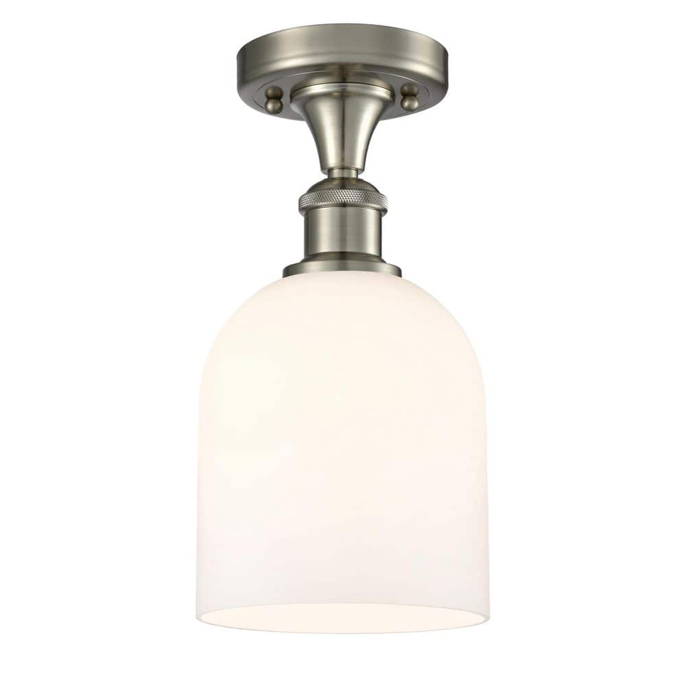 Bella 5.5 in. 1-Light Brushed Satin Nickel Industrial Semi-Flush Mount with Frosted Glass Shade price history on PriceWatchPro