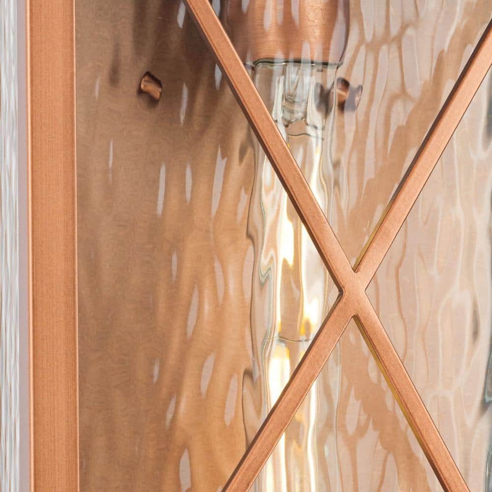Antique Copper Dimmable Outdoor Wall Lantern with Water Glass