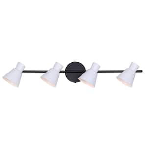 Radley 2.4 ft. Matte White Halogen Wall Mounted Hard Wired Track Lighting Kit with Cylinder Head