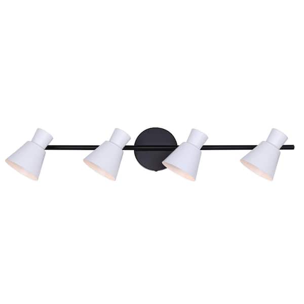 CANARM Radley 2.4 ft. Matte White Halogen Wall Mounted Hard Wired Track Lighting Kit with Cylinder Head