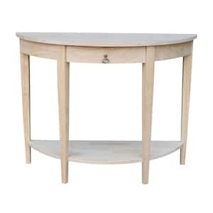 42 in. Unfinished Standard Half Moon Wood Console Table with Storage