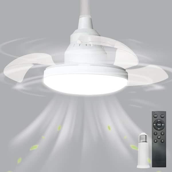 16 in. White Round Bladeless Flush Mount Ceiling Fan with Light, Smart APP and Remote Control for Bedroom