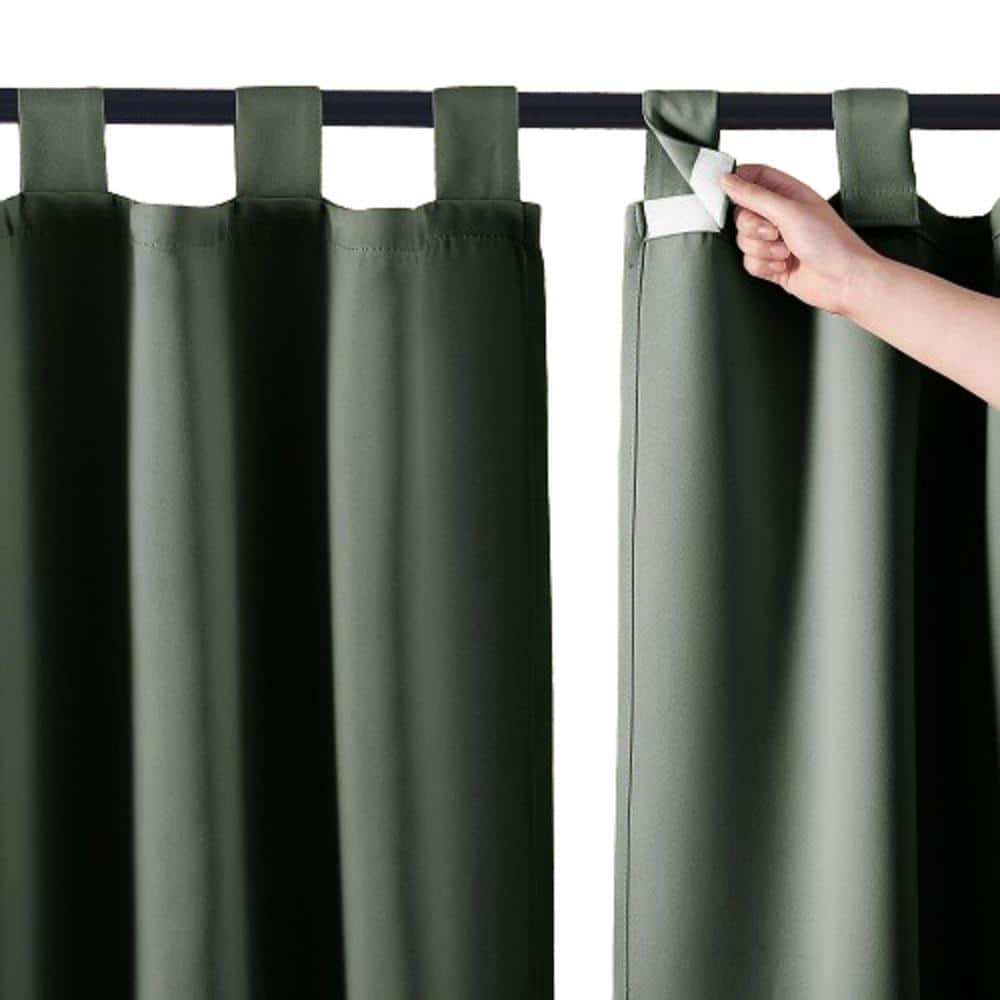 Waterproof Outdoor Patio Porch Curtain Self-Stick Tab Top Blackout Indoor Outdoor Dividers in Greyish Green (Set of 2) price history on PriceWatchPro