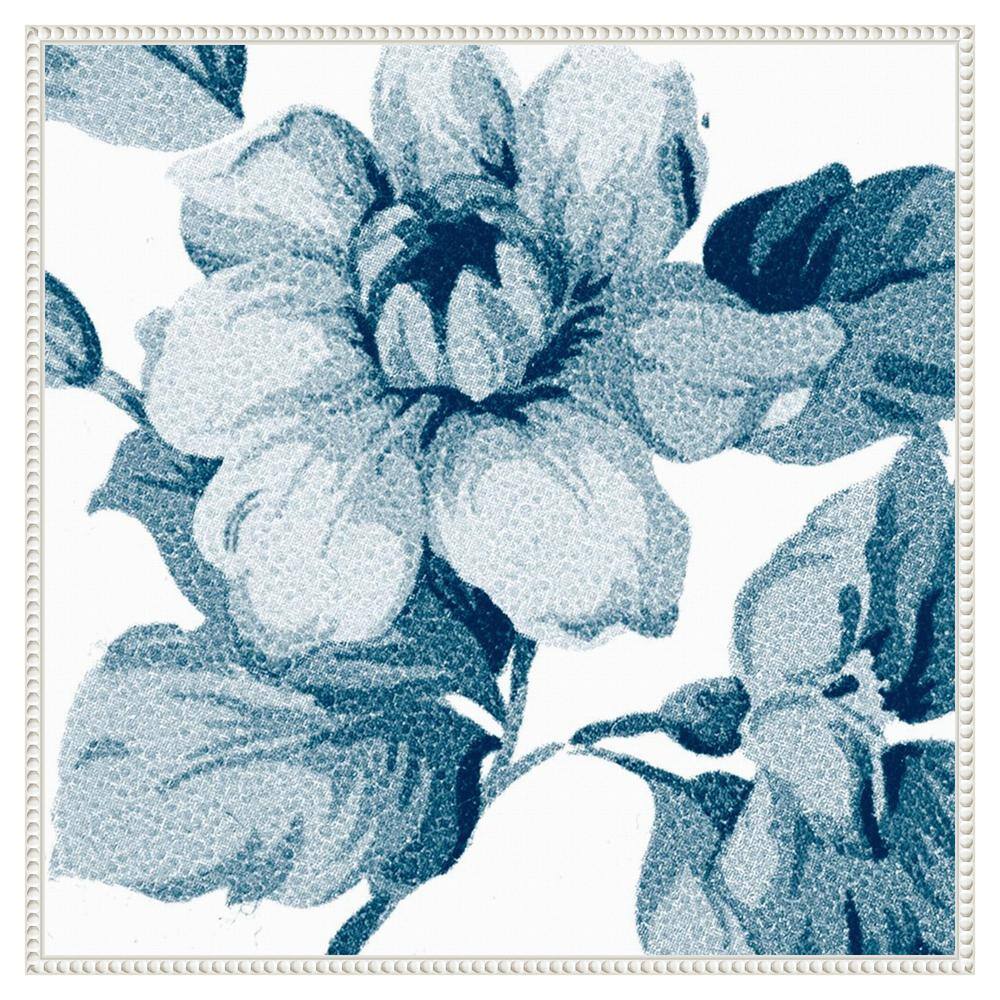 Flower Tapestry IV by Alonzo Saunders 30 in. W x 30 in. H. Canvas Wall Art Print Framed in White price history on PriceWatchPro