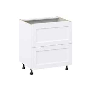 Mancos Bright White Shaker Assembled Base Kitchen Cabinet with 2 Drawers (30 in. W x 34.5 in. H x 24 in. D)