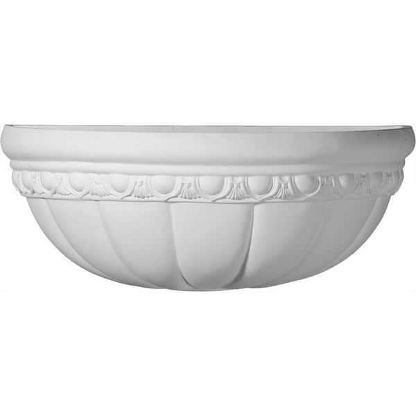 Ekena Millwork 16-1/8 in. x 8-1/4 in. x 6-1/4 in. Primed Polyurethane Ashford Shell with Egg and Dart Wall Sconce