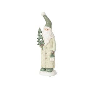 16 in. Green Gypsum Slim Santa Figurine