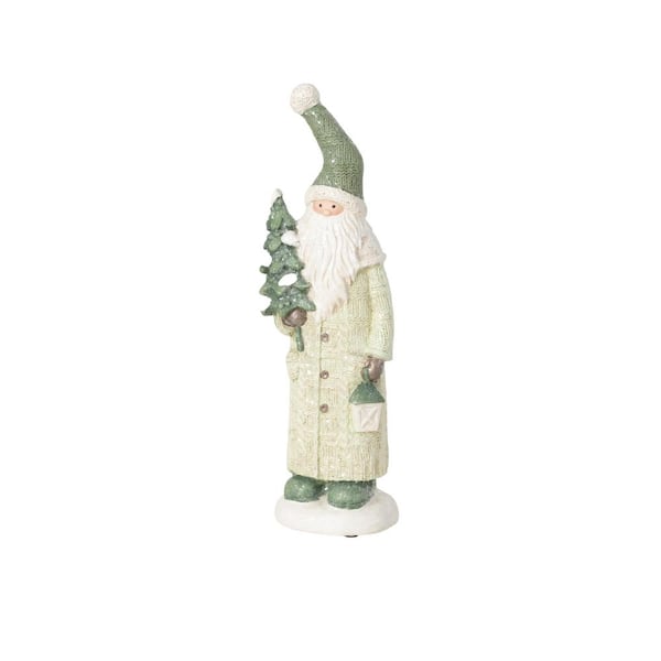 SULLIVANS 16 in. Green Gypsum Slim Santa Figurine