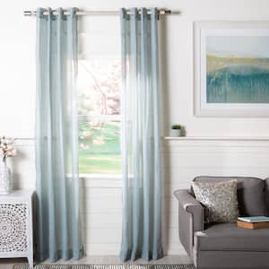 Blue Solid Grommet Sheer Curtain - 52 in. W x 84 in. L