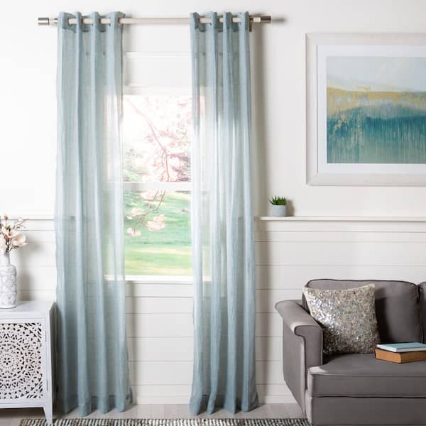 SAFAVIEH Blue Solid Grommet Sheer Curtain - 52 in. W x 96 in. L