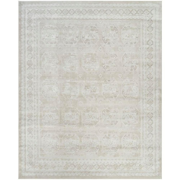 Dekor Ivory Beige 9 ft. x 12 ft. Geometric Traditional Area Rug