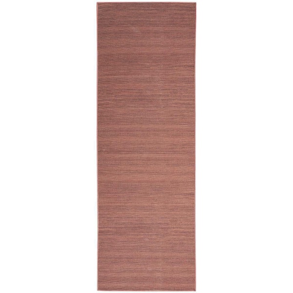 Nourison Washable Essentials Mocha 2 ft. x 10 ft. All-over design Contemporary Runner Area Rug