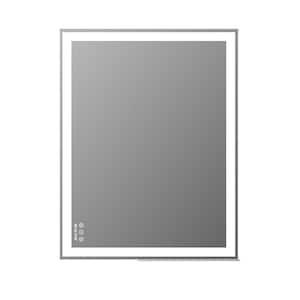 36 in. W x 28 in. H Framed Rectangular Dimmable LED Anti-Fog Touch Switch Wall Bathroom Vanity Mirror in Silver