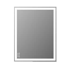 28 in. H x 36 in. W LED Wall Rectangle Mirror in Silver with Anti-Fog Separately Control and Dimmer Function