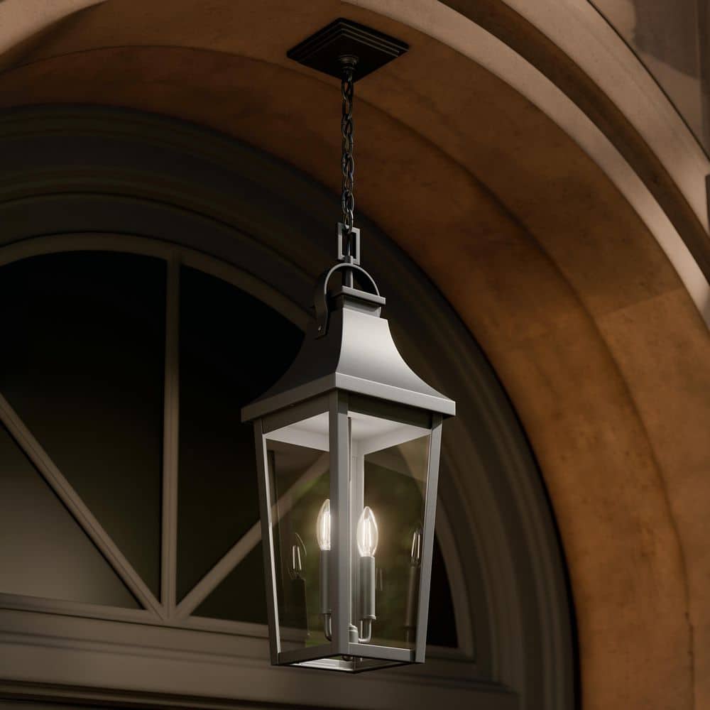 Cleary 24.75 in. 2-Light Outdoor Pendant with Clear Glass in Textured Black price history on PriceWatchPro