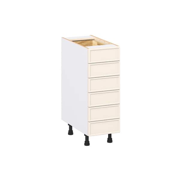 Fairview 12 in. Wx24 in. D x 34.5 in. H Assembled Slim Shaker Drawer Base Kitchen Cabinet in Washed Linen with 6-Drawers