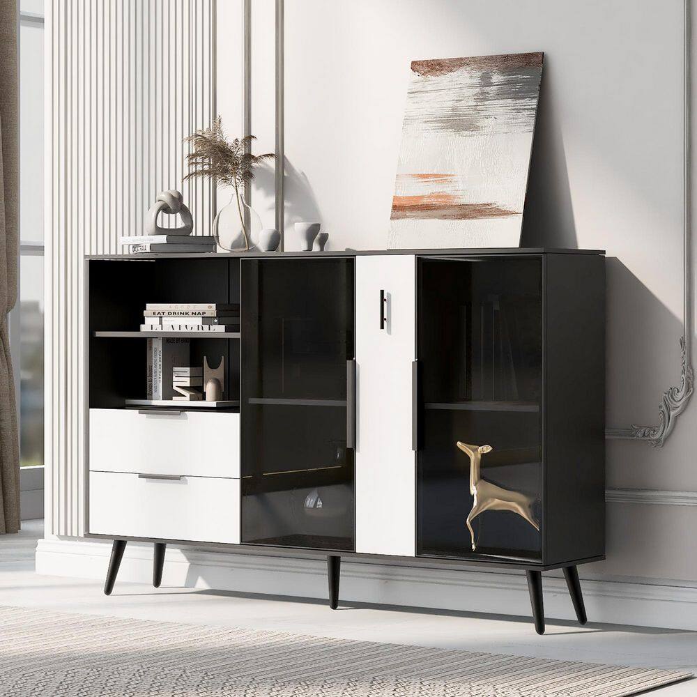 Tahanbath wo-door Storage Cabinet with 2-Drawers and Metal Handles ...