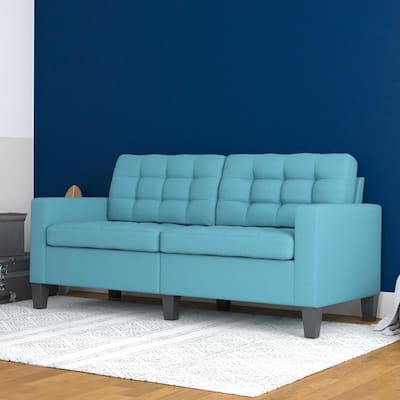 Eva 72 in. Teal Fabric 2-Seater Lawson Sofa with Slope Arms