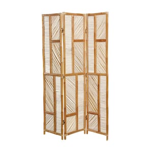71 in. Brown Contemporary Wood Room Divider Screen