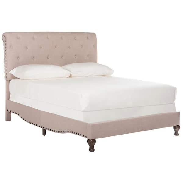 SAFAVIEH Hathaway White/Beige Queen Upholstered Bed