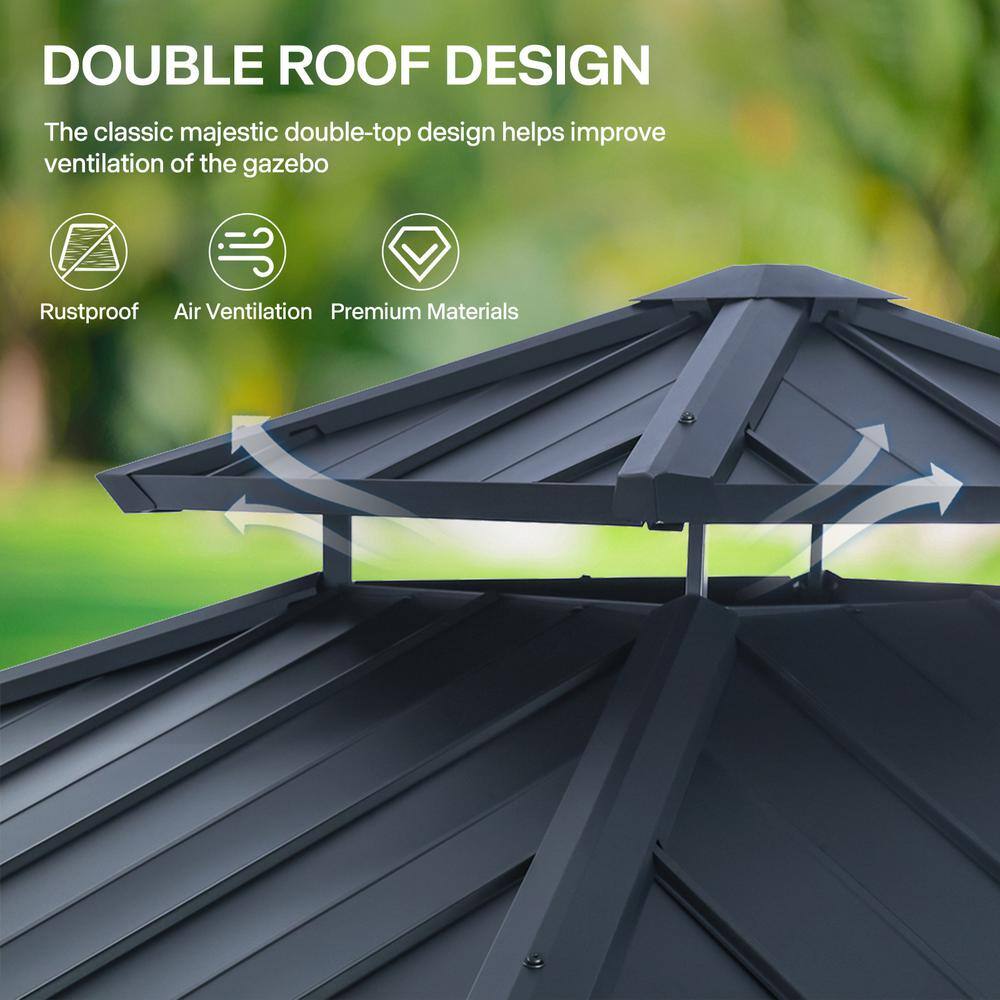 Outdoor 10' x 10' Metal Gazebo with LED Lighting