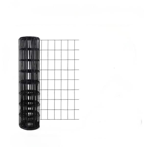 24 in. D x 25 ft. W x 0.1 in. H Black PVC Coated Welded Wire Fence, Garden Border Fencing Roll Vinyl Coating Metal Wire