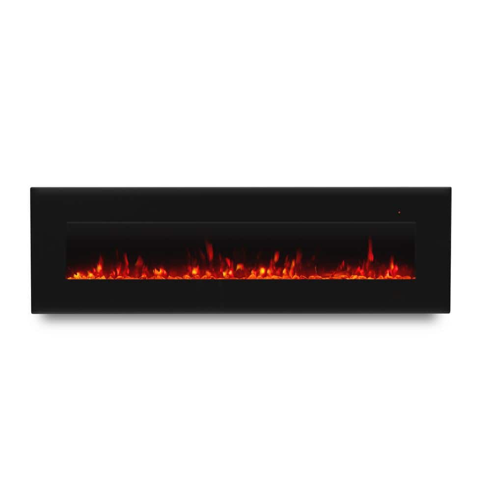 Corretto 72" Black Wall Mounted Electric Fireplace with Mantel