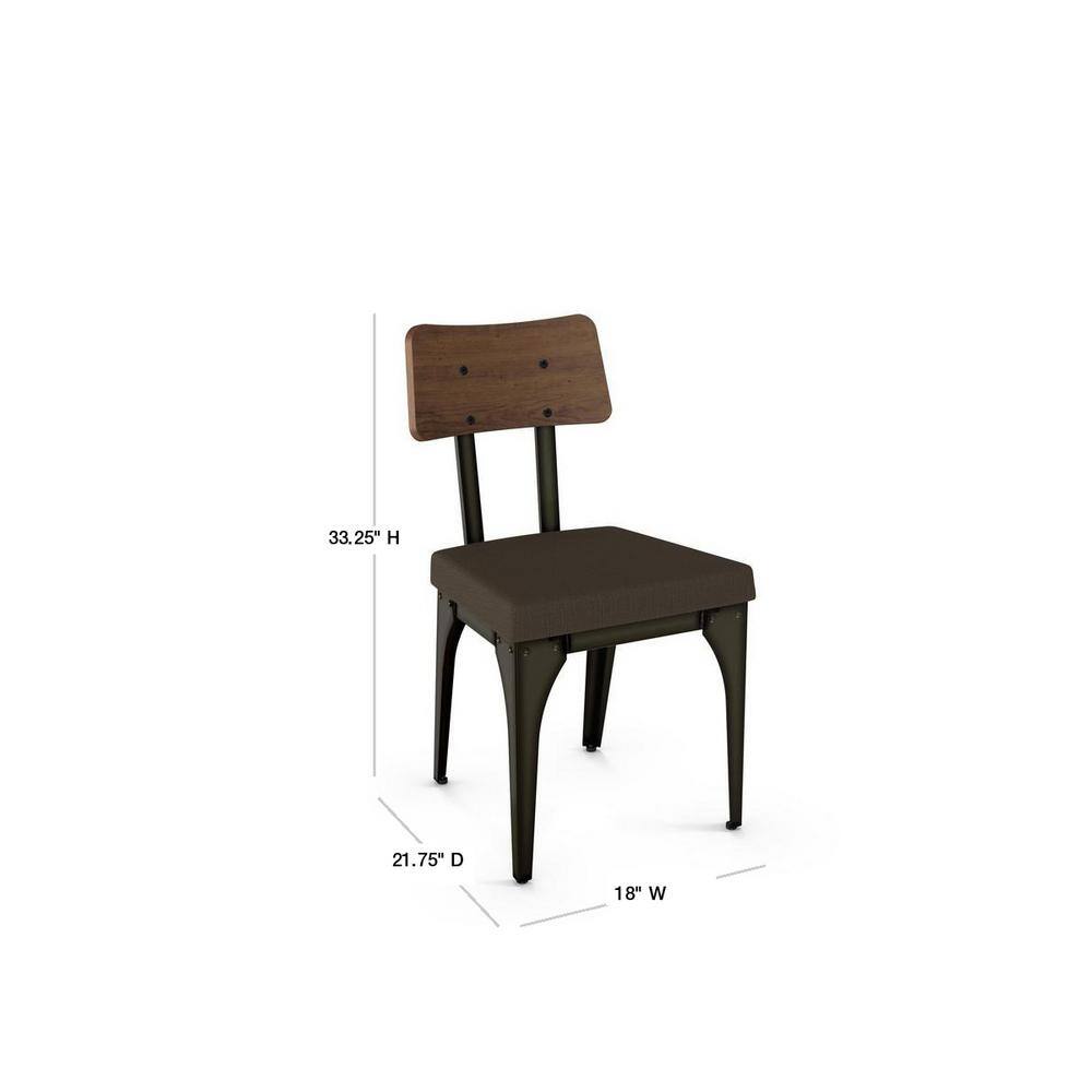 Symmetry Industrial High Side Chair Brown Wood and Dark Grey Metal